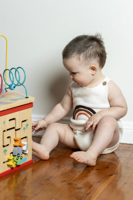 Rainbow Knitted Romper