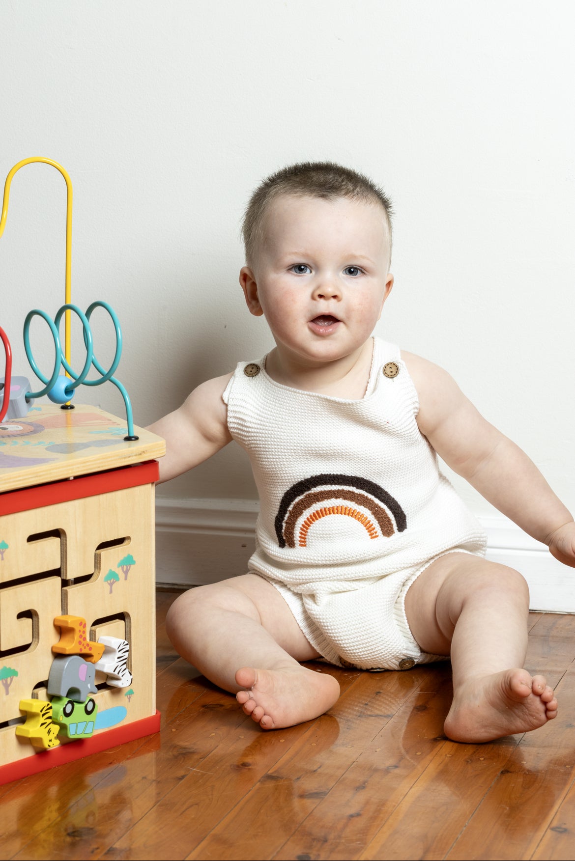 Rainbow Knitted Romper